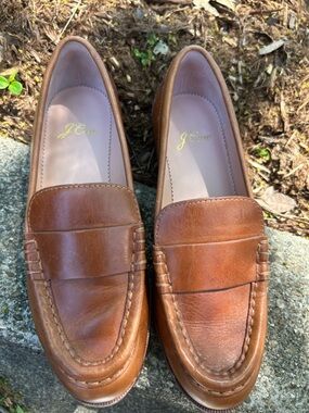 J Crew classic leather penny loafers AL940 camel tan 5.5